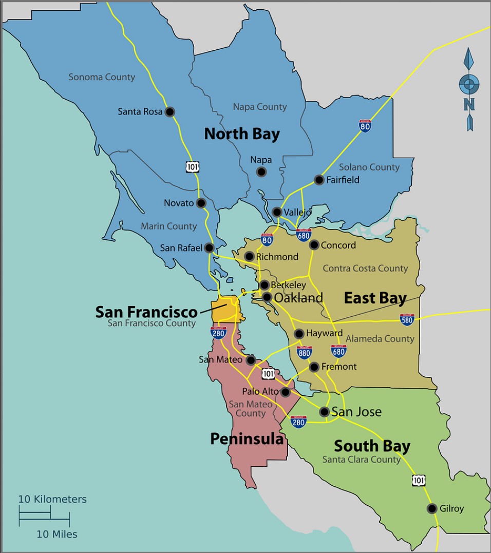 map of san francisco bay area counties and regions