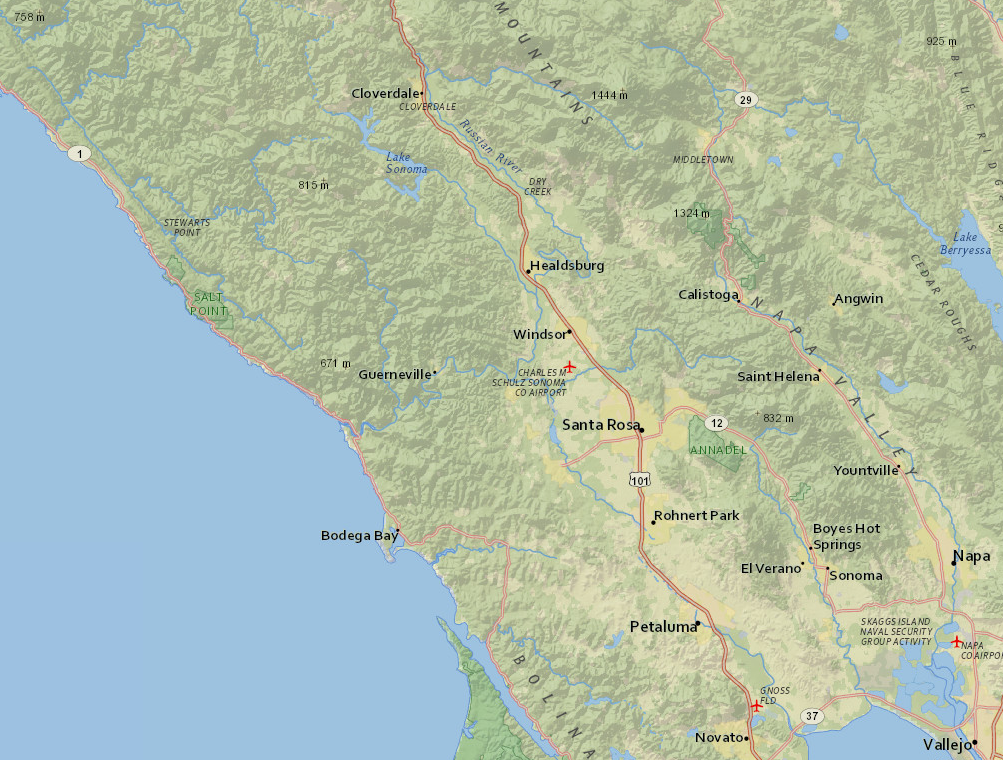 map of sonoma county